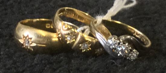 3 18ct gold diamond rings